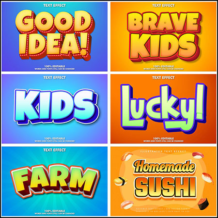 6款创意艺术字3D立体艺术字文本样式矢量模版152