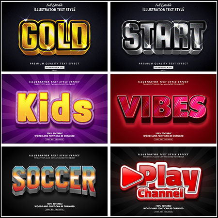 16款创意艺术字3D立体艺术字文本样式矢量模版154