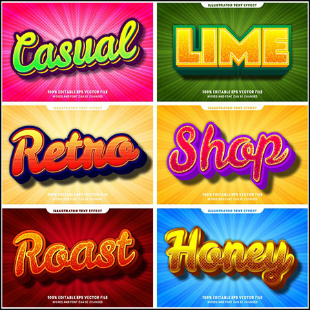 7款创意艺术字3D立体艺术字文本样式矢量模版157