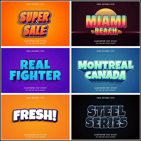 8款创意艺术字3D立体艺术字文本样式矢量模版160