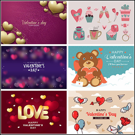 8款情人节剪贴画和背景蚂蚁素材网矢量素材精选