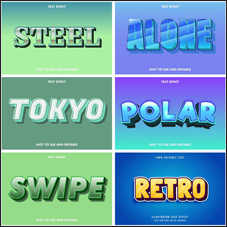 8款创意艺术字3D立体艺术字文本样式矢量模版161