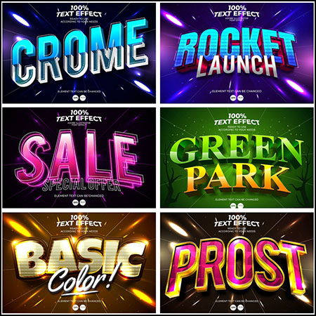 6款创意艺术字3D立体艺术字文本样式矢量模版163