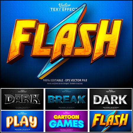 7款创意艺术字3D立体艺术字文本样式矢量模版171