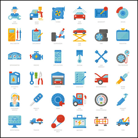 汽车维修租赁营销平面蚂蚁素材网矢量图标精选