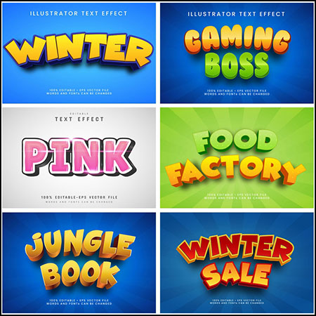 7款创意艺术字3D立体艺术字文本样式矢量模版172