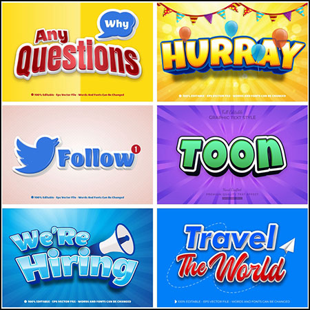 6款创意艺术字3D立体艺术字文本样式矢量模版172