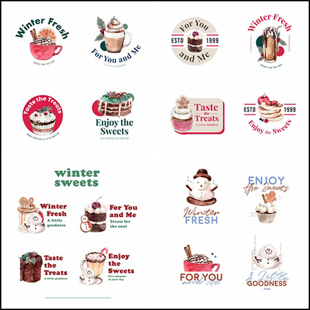 6套夏季饮料冷饮甜品LOGO标志蚂蚁素材网矢量图标精选