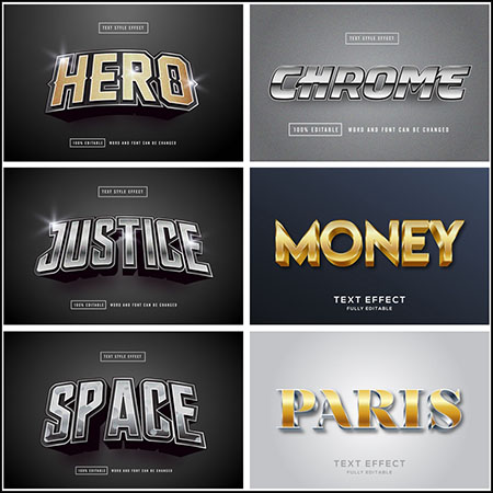 6款创意艺术字3D立体艺术字文本样式矢量模版173