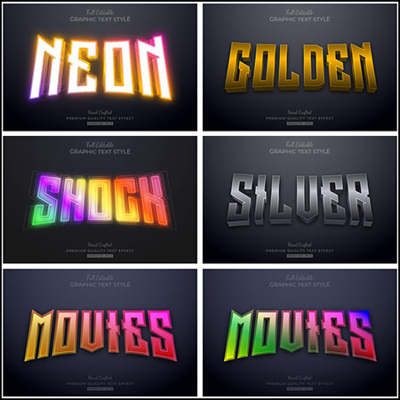 6款创意艺术字3D立体艺术字文本样式矢量模版175