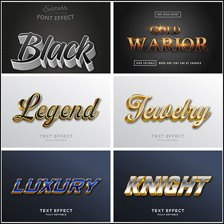 6款创意艺术字3D立体艺术字文本样式矢量模版176