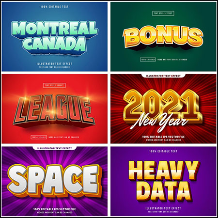 6款创意艺术字3D立体艺术字文本样式矢量模版177