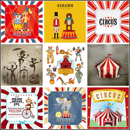22款马戏团宣传海报和插图蚂蚁素材网矢量素材精选