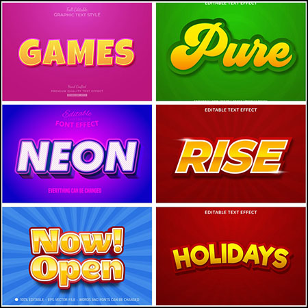 7款创意艺术字3D立体艺术字文本样式矢量模版184