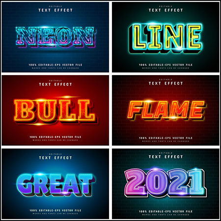 7款创意艺术字3D立体艺术字文本样式矢量模版185