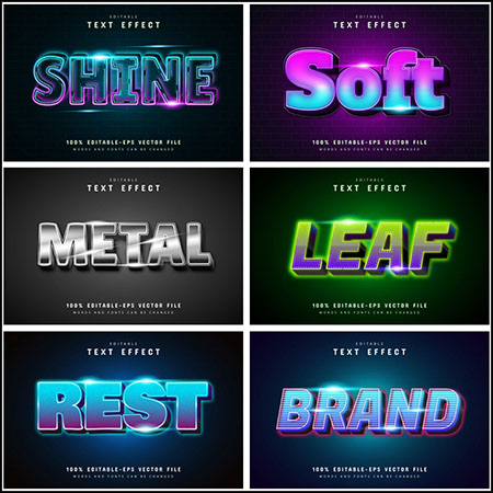 7款创意艺术字3D立体艺术字文本样式矢量模版186