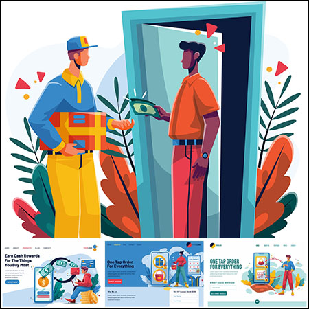 4款网上购物金融平面插图蚂蚁素材网矢量素材精选