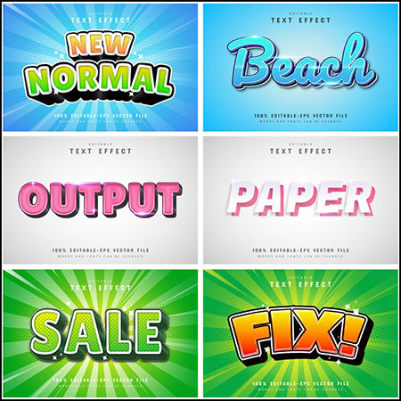 7款创意艺术字3D立体艺术字文本样式矢量模版187