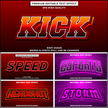 6款创意艺术字3D立体艺术字文本样式矢量模版202