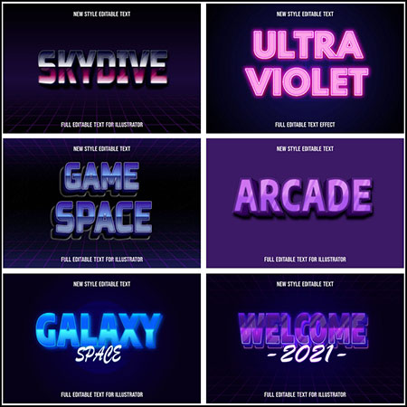 6款创意艺术字3D立体艺术字文本样式矢量模版204