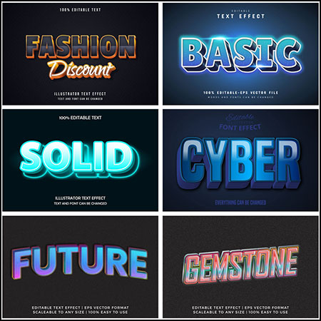 7款创意艺术字3D立体艺术字文本样式矢量模版190