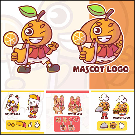 10款可爱卡通动物餐饮行业LOGO标志蚂蚁素材网矢量素材精选