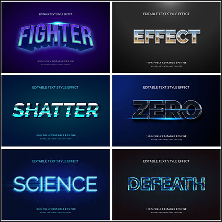 6款创意艺术字3D立体艺术字文本样式矢量模版192