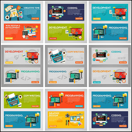 10套科技计算机编程元素矢量横幅