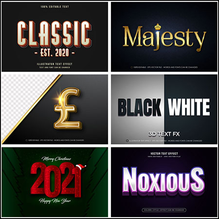 6款创意艺术字3D立体艺术字文本样式矢量模版193