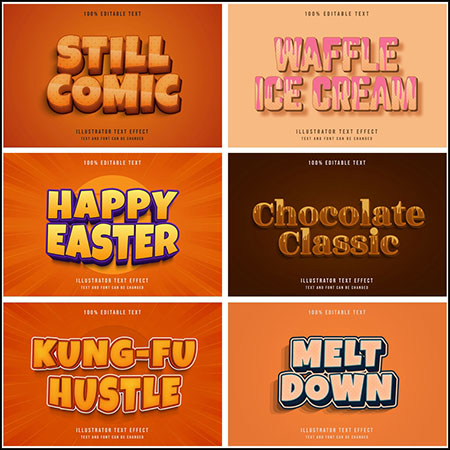 6款创意艺术字3D立体艺术字文本样式矢量模版196