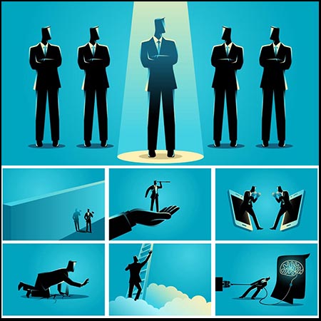 24款企业励志海报人物剪影蚂蚁素材网矢量插图精选