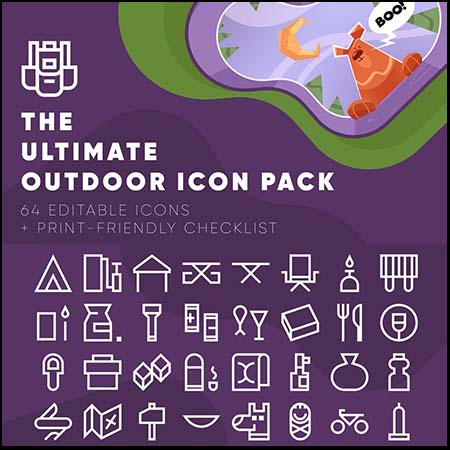 64个旅游渡假冒险野营蚂蚁素材网矢量图标精选