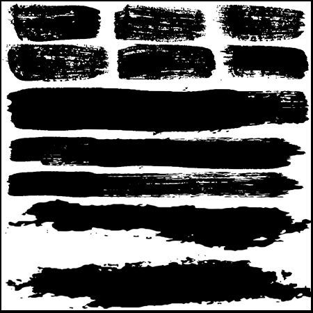 粗糙的黑色笔墨纹理矢量笔刷插图