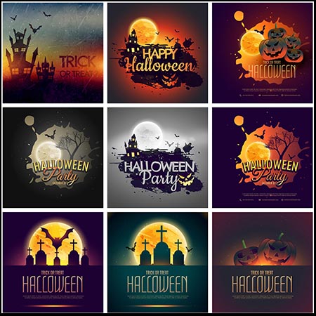 36款万圣节矢量设计海报素材