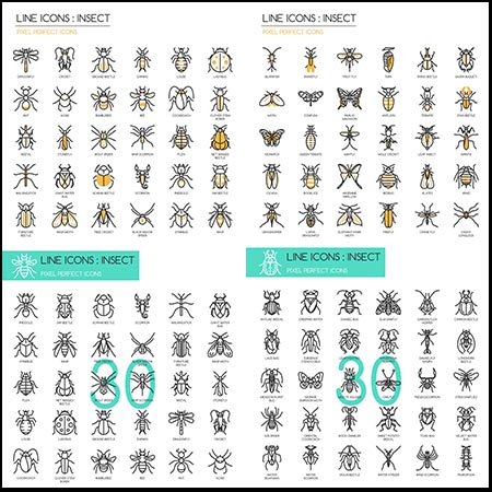 蚊虫昆虫线性蚂蚁素材网矢量图标精选