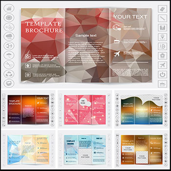 企业宣传介绍矢量三折页传单素材