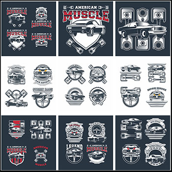 经典复古汽车LOGO标志图标