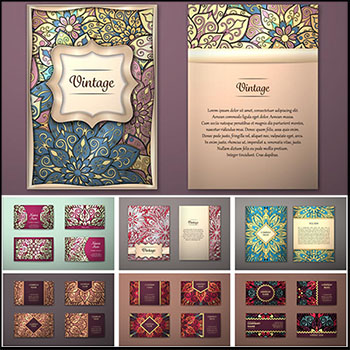 20套少数名族花纹风格卡片名片蚂蚁素材网矢量素材精选