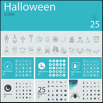 37套万圣节南瓜怪骷髅头巫婆和妖怪蚂蚁素材网矢量图标精选
