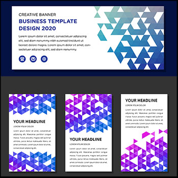 5套菱形背景横幅蚂蚁素材网矢量模板精选