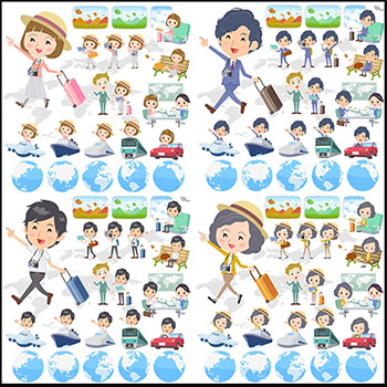 32套旅游旅行卡通人物蚂蚁素材网矢量素材精选