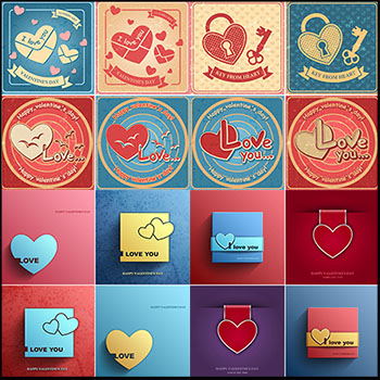 25款七夕情人节爱情婚礼贺卡爱心蚂蚁素材网矢量素材精选