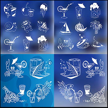 5套鸡尾酒海鲜酒餐厅菜单蚂蚁素材网矢量图标精选