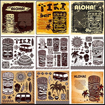 印第安印加图腾和沙滩渡假蚂蚁素材网矢量插图精选