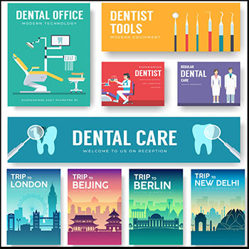扁平化自然风景旅游矢量广告海报横幅