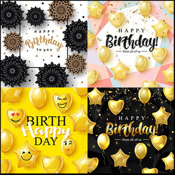 生日快乐派对装饰矢量插画