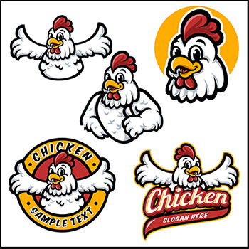 7款可爱的白色公鸡蚂蚁素材网矢量图标精选