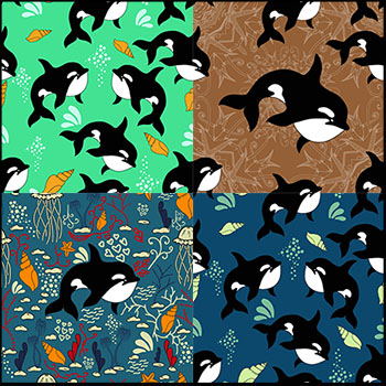 7款卡通鲸鱼无缝背景蚂蚁素材网矢量素材精选