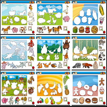 15款儿童教育思维开发剪贴拼图蚂蚁素材网矢量素材精选