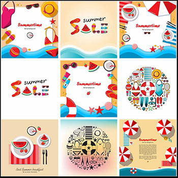 16套夏季旅游沙滩海边渡假用品蚂蚁素材网矢量素材精选